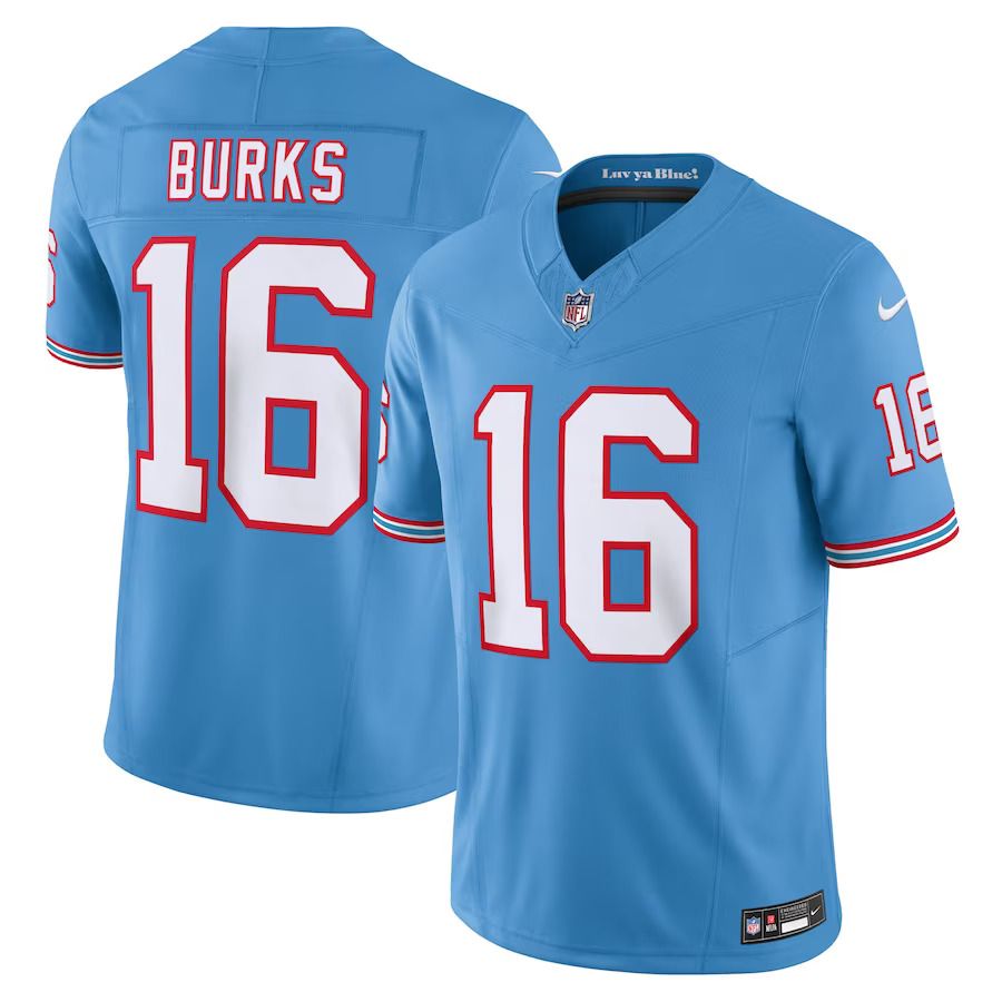 Men Tennessee Titans #16 Treylon Burks Nike Light Blue Oilers Throwback Vapor F.U.S.E. Limited NFL Jersey